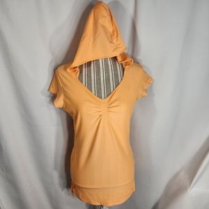 AVIA Orange Hooded Short Sleeve Activewear Top Size Medium